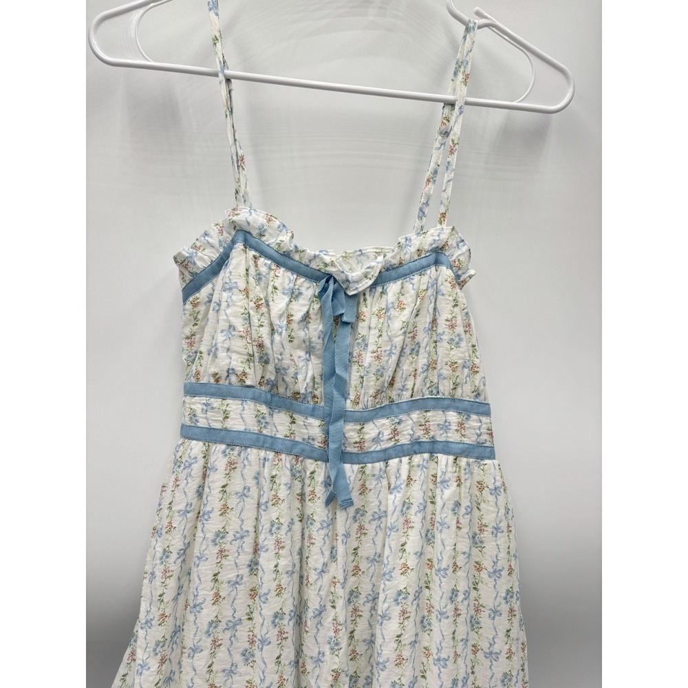 Blu Pepper Floral Ribbon Maxi Dress S Cottagecore Coquette Prairie Boho 51" - Picture 4 of 9